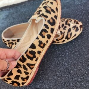 Charlotte Olympia Beige/Brown Leopard Print Calf Hair kitty Flats Size 39